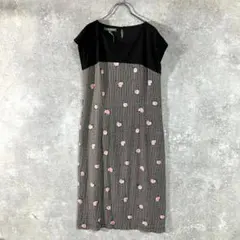 LAURA ASHLEY　ノースリーブワンピース　ロング丈　ブラック　バラ