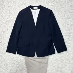 PLST プラステ スーツ セットアップ ネイビー ベージュ M ノーカラーのサムネイル
