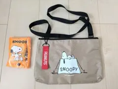 スヌーピー ショルダーバッグ サコッシュ エコバッグ SNOOPY 2点セット