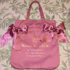 Maison de FLEUR ダブルリボントートバッグ ピンク
