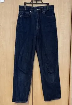 GU ストレートデニムパンツ S ダークブルー