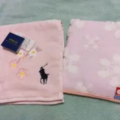 ラルフローレンタオルハンカチ　ピンク桜　今治タオルハンカチ　桜柄　新品　2枚