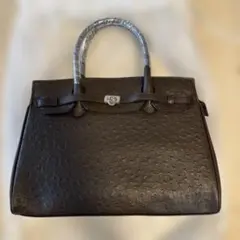 オーストリッチ　ブラウン　ハンドバッグ