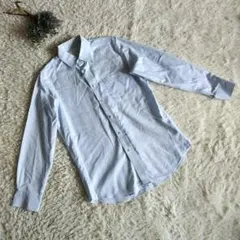 【ユニクロ】ドライイージーケアシャツ/M/水色/長袖/無地/オフィス/襟付き/青