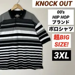 美品 KNOCKOUT ポロシャツ 3XL 超ビッグ ボーダー bboy 00sのサムネイル