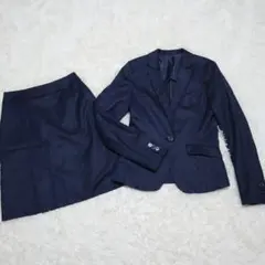 P.S.FA ネイビー ドット柄 スカートスーツ 就活 面接 通勤