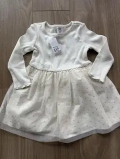 【新品タグ付】Baby GAP ドット柄チュール長袖ワンピース 80cm