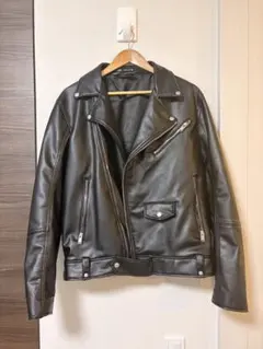 【美品】ZARA ザラ ダブルライダースジャケット M 黒 フェイクレザー