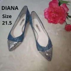 【オシャレ☆DIANA】デニム　つま先グリッターパンプス　サイズ21.5のサムネイル