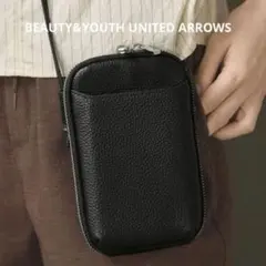 UNITED ARROWS 黒 レザー スマホショルダーバッグ