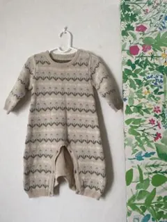 mamaraku ママラク ニット 長袖 ロンパース アイボリー　暖かい