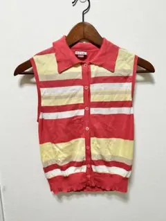Paul Smith Jeans ボーダー　ノースリーブ ニットポロシャツ　M