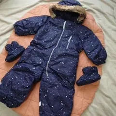 H＆M★宇宙 惑星 星柄 ネイビーアウター ジャンプスーツ スノーウェア