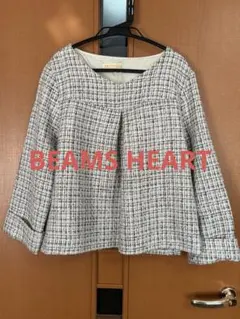 BEAMS HEART ビームス　ツイード生地　チェック柄 七分袖 ブラウス