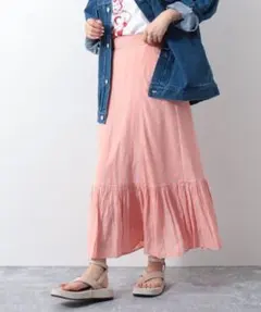 【新品】NOLLEY'Sロング スカート 割繊ストライプマーメイドスカートピンクのサムネイル