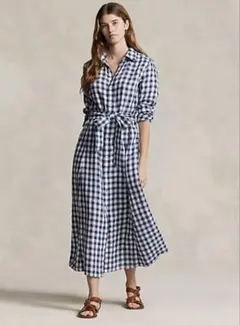 JENNE ジェンヌ ギンガムチェック ロングワンピース Aライン フレア 総 