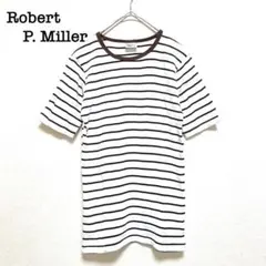 Robert P. Miller Tシャツ　白　茶色　F ボーダー柄　綿100のサムネイル