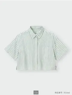 GU リネンブロンドクロップドシャツ グリーン Sサイズ