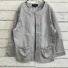 エディーバウアー ノーカラージャケット グレー PSサイズ ポケット付き 上品