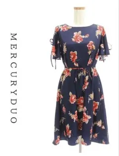 MERCURYDUO フラワープリント 半袖ワンピース F