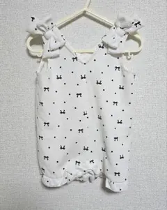 新品 cottoli リボン柄ロンパース ホワイト 70 バースデイ