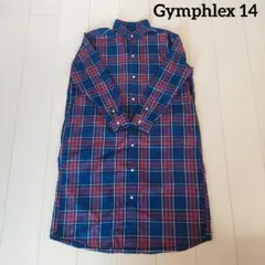 Gymphlex チェック柄長袖ネルシャツワンピース サイズ14