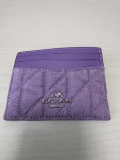 COACH パープル カードケース ID窓付き