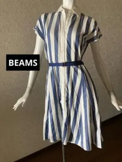 ✰BEAMS ストライプ柄 半袖シャツワンピースのサムネイル