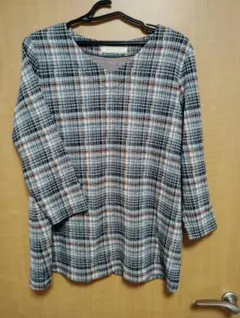 CROCODILE チェック柄チュニック 長袖 Vネック