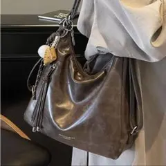 ヴィンテージ 風 マルチショルダーバッグ 茶色 ダークブラウン ナップサック