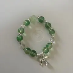 ハンドメイド 緑色ビーズ ブレスレット