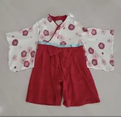 花柄袴ロンパース 80 お食い初め　ひな祭り