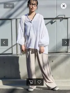 ホワイト ガーゼブラウス 長袖のサムネイル