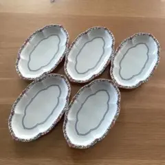 花模様の楕円形食器セット 5枚