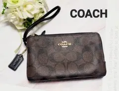 コーチ ポーチ ダブルファスナー シグネチャー 小物入れ C2090 美品