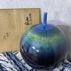 徳田八十吉 青紫色の陶器の瓶 - メルカリ