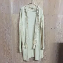 le ciel レース付き ロングカーディガン