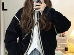 ブルゾン ステッチ デザイン ジャケット モード カジュアル アウター　L