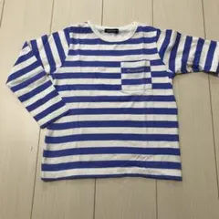 ボーダー 長袖Tシャツ 120cm 青白ストライプ
