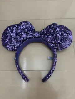 ミニーマウス紫スパンコールカチューシャ