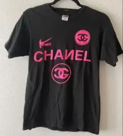 レディース　パロディ　半袖Tシャツ S ブラック　ピンク
