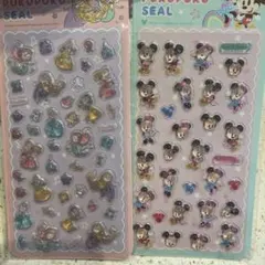 ディズニー　ぷくぷくシール　ミッキー&ミニー　プリンセス　2枚セット