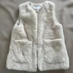 ZARA アイボリーファーベスト 9-10