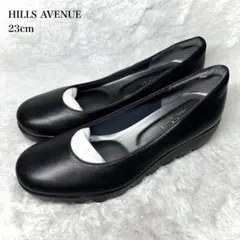 未使用級■HILLS AVENUE【23】 ウェッジ・ウェーブソール 黒 レザーのサムネイル