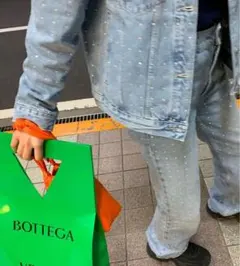 ZARA デニム シャイニーストーン ジーンズ ラインストーン evris