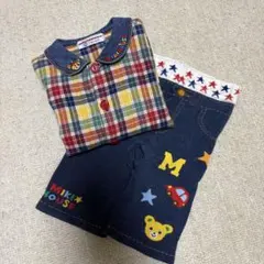 ミキハウス 90サイズ チェック柄シャツ＆パンツセット