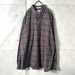 配色◯ エルエルビーン フランネルシャツ XL 赤緑グレー