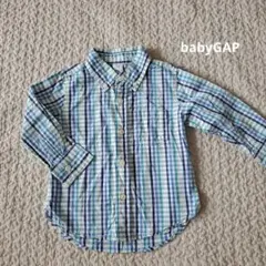 babyGAP　GAP 24ヶ月 チェック柄 長袖シャツ　ブルー　綿