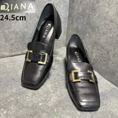 【バックル付】ローファーパンプス レザー ブラック 黒 24.5cm