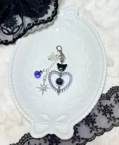 パープル ブラック ビーズ ストラップ チャーム